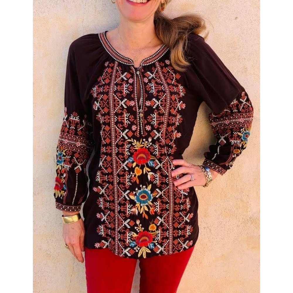 NWT Johnny Was Talline Tie Back Blouse